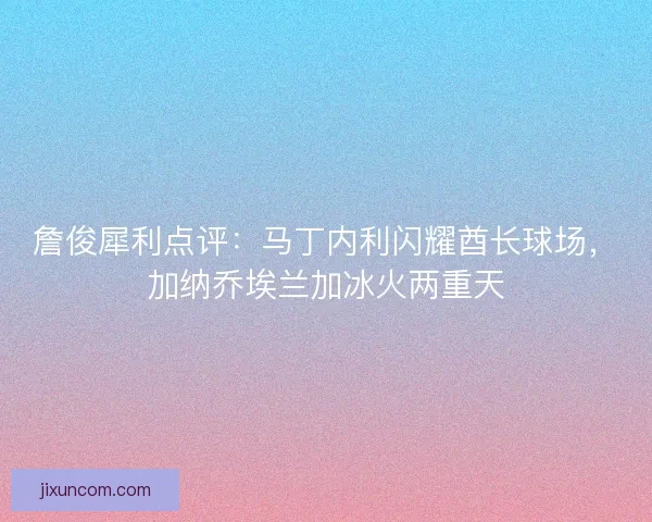 詹俊犀利点评：马丁内利闪耀酋长球场，加纳乔埃兰加冰火两重天