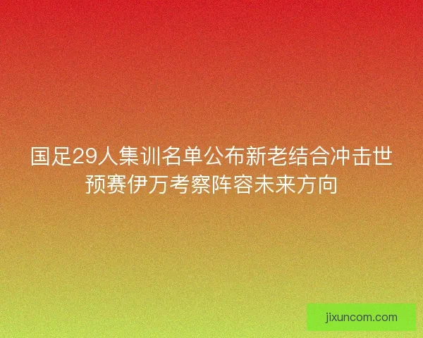 国足29人集训名单公布新老结合冲击世预赛伊万考察阵容未来方向 国足29人集训名单公布新老结合冲击世预赛伊万考察阵容未来方向